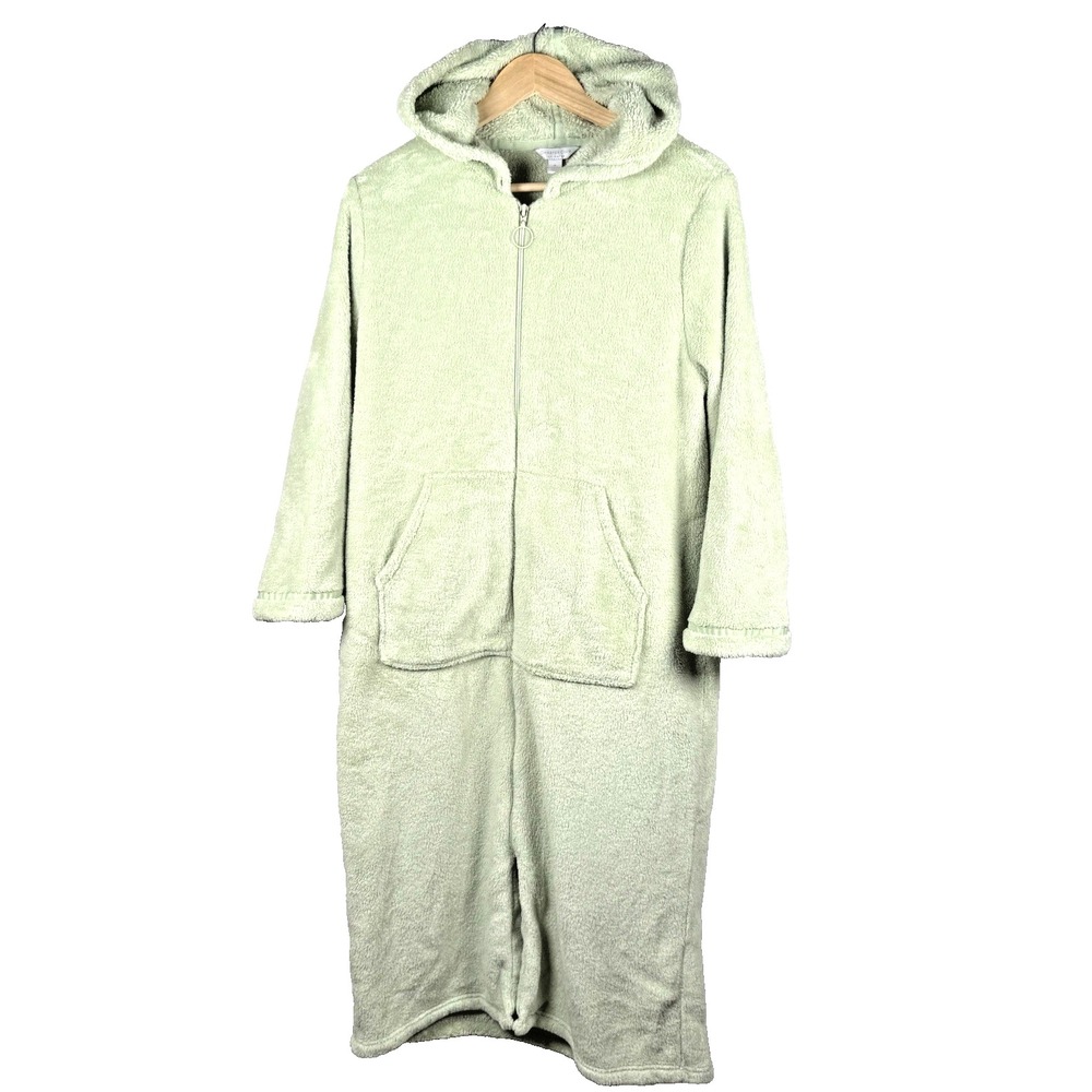 Charter Club Intimates Women's Plush Fleece Full Zip Robe Hoodie Lime Womens M